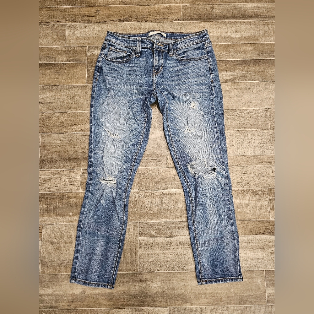 Daytrip Women's Skinny Jeans - Distressed Blue